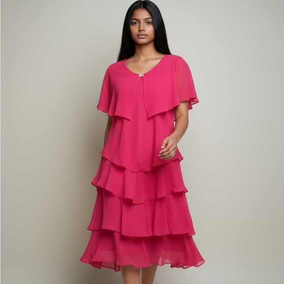 Coldwater Creek Dresses & Skirts - Coldwater Creek ladies fully lined ruffled layer dress size 16 excellent condi